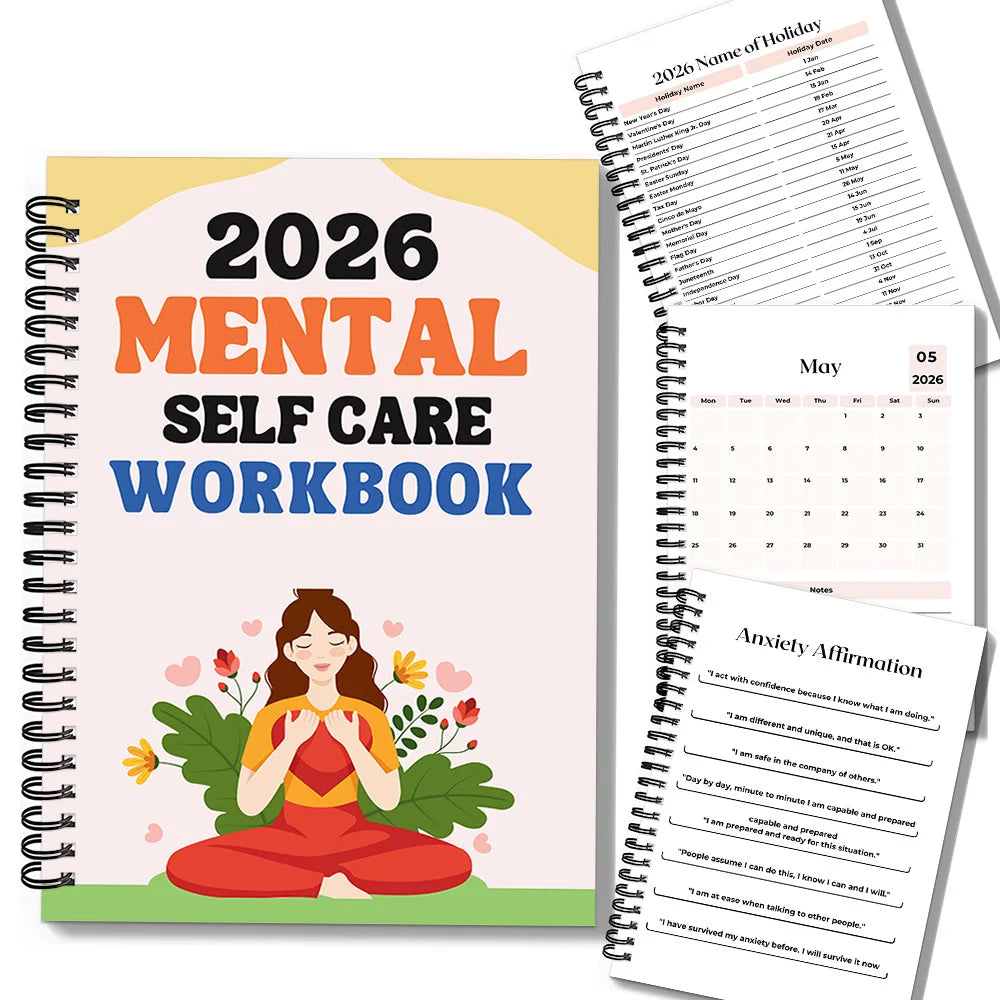Mindful Self-Care Workbook 2026 – Yoga-Themed Mental Health Journal
