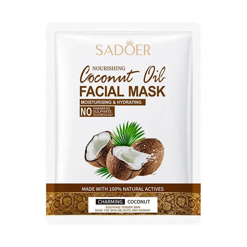 SADOER Coconut Face Mask – Hydrating & Firming Facial Treatment (5-Pack)