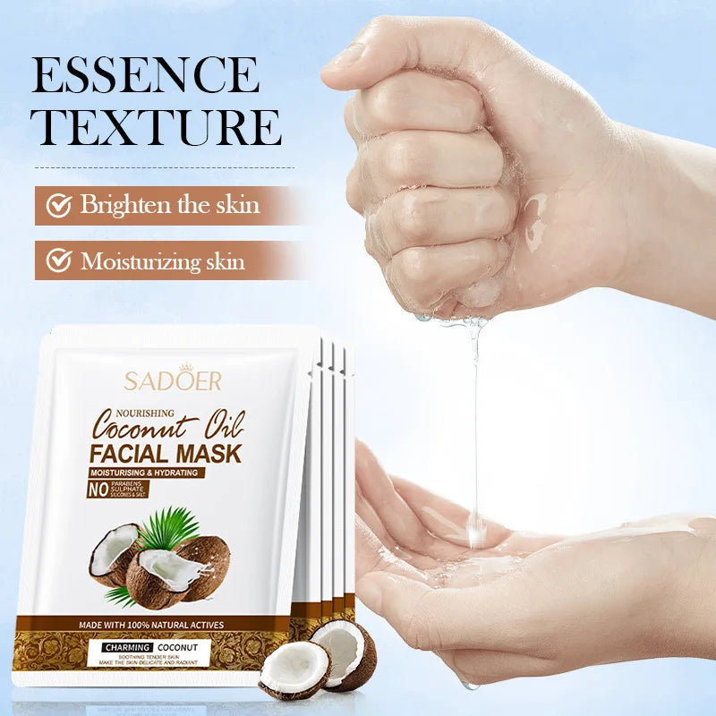 SADOER Coconut Face Mask – Hydrating & Firming Facial Treatment (5-Pack)