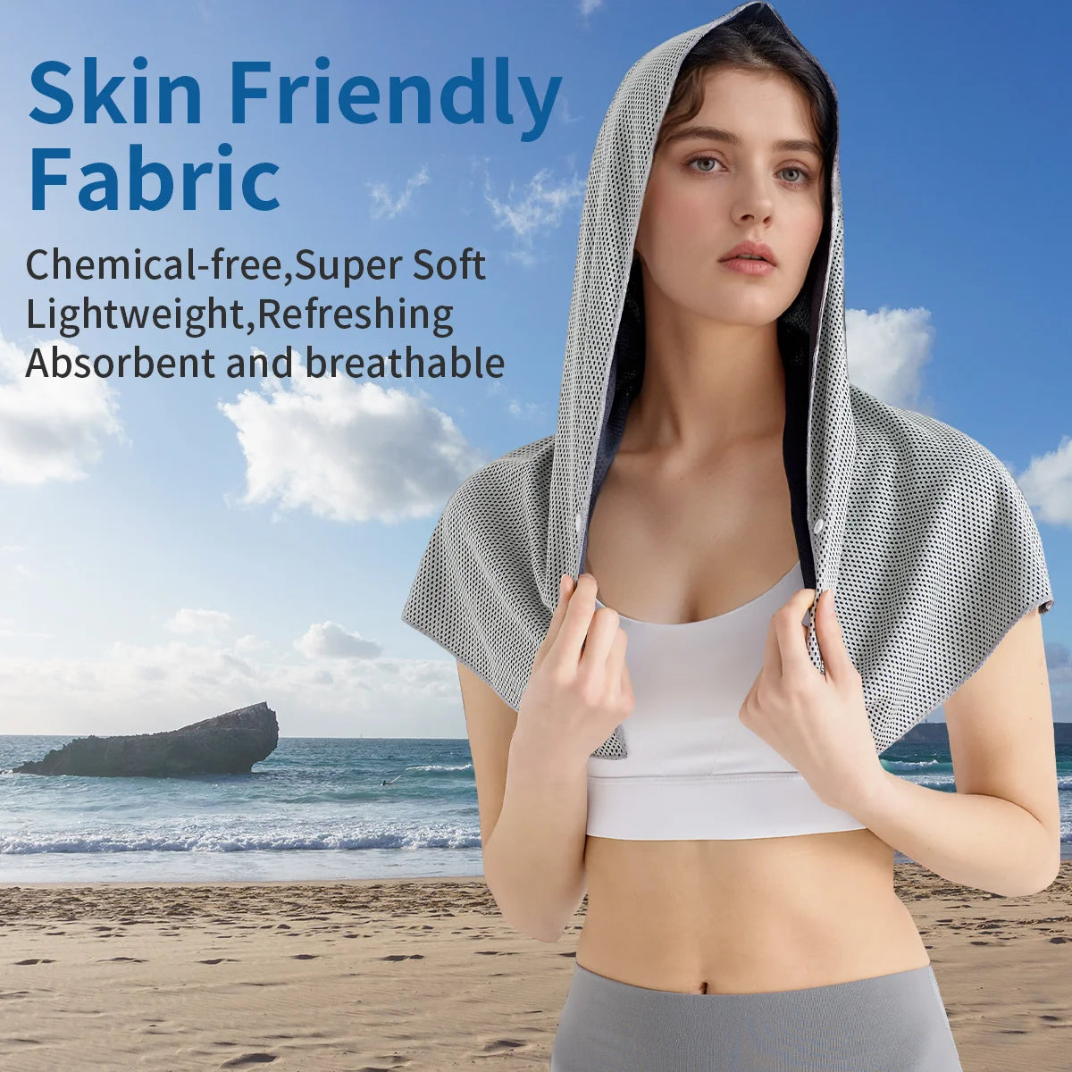 Evaporative Cooling Hoodie Towel – Instant Cool Relief for Workouts & Outdoors