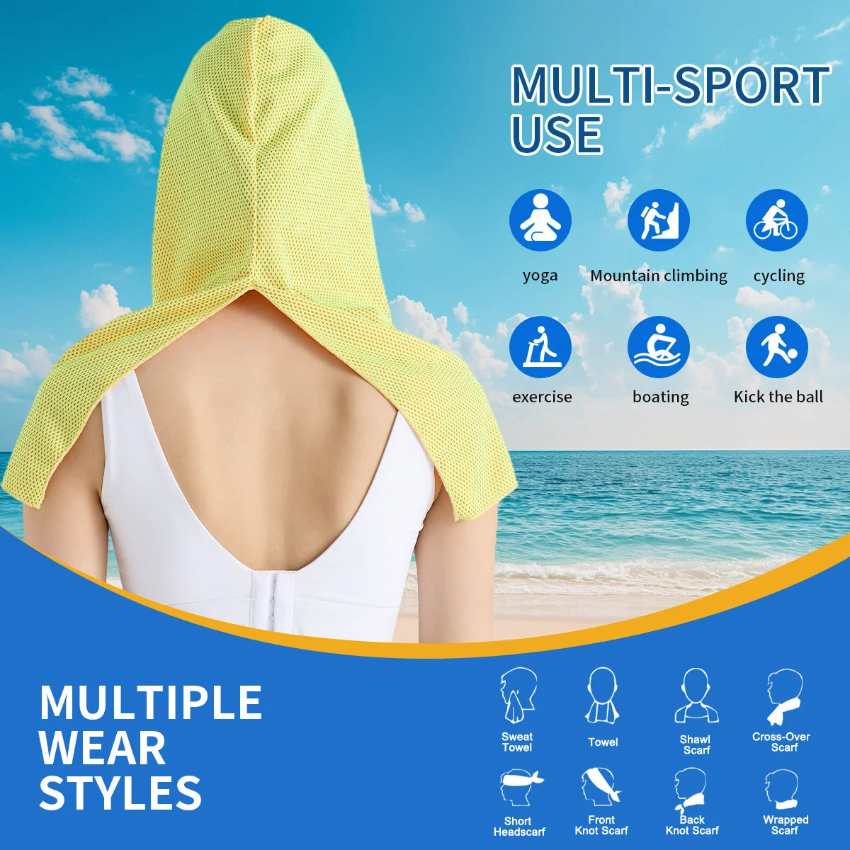 Evaporative Cooling Hoodie Towel – Instant Cool Relief for Workouts & Outdoors