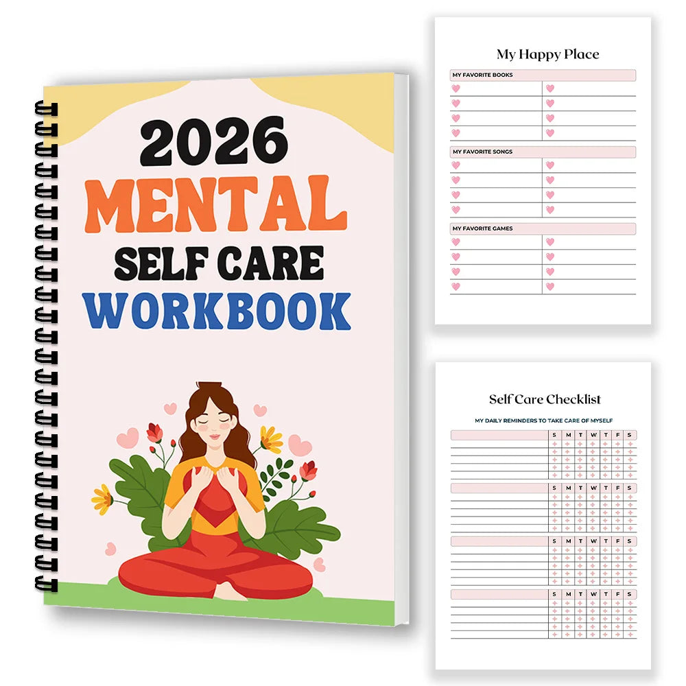 Mindful Self-Care Workbook 2026 – Yoga-Themed Mental Health Journal
