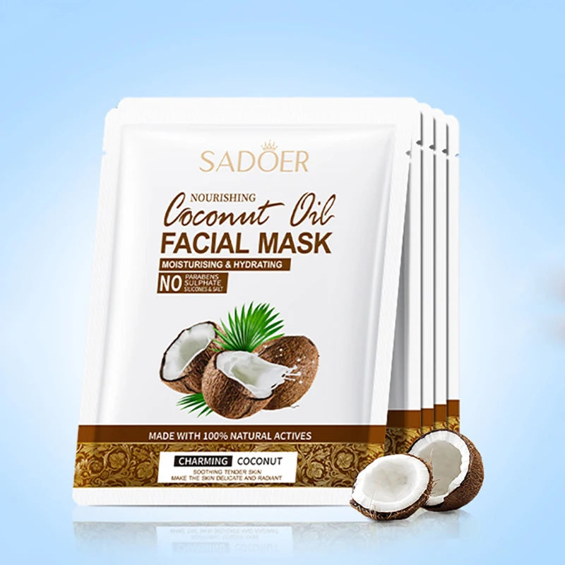 SADOER Coconut Face Mask – Hydrating & Firming Facial Treatment (5-Pack)